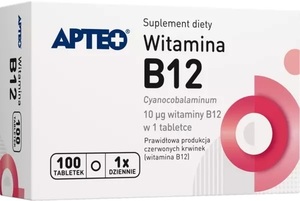 Witamina B12 APTEO 100 tabl. - prawidłowa produkcja czerwonych krwinek